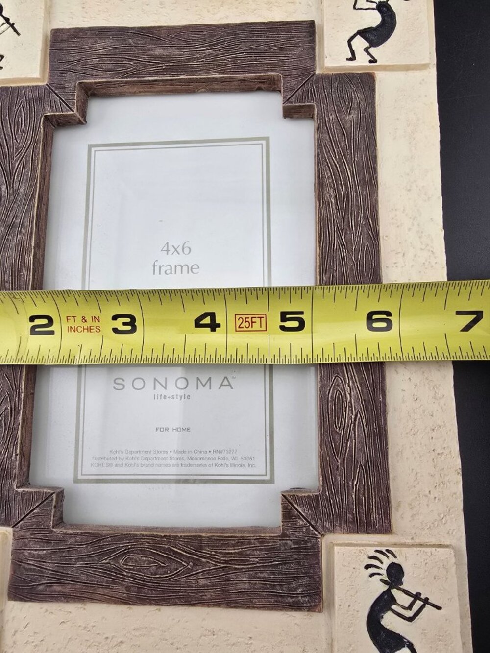 Sonoma Kokopelli Resin 4x6 Picture Frame Wood Like Texture 3D - Picture 8 of 9